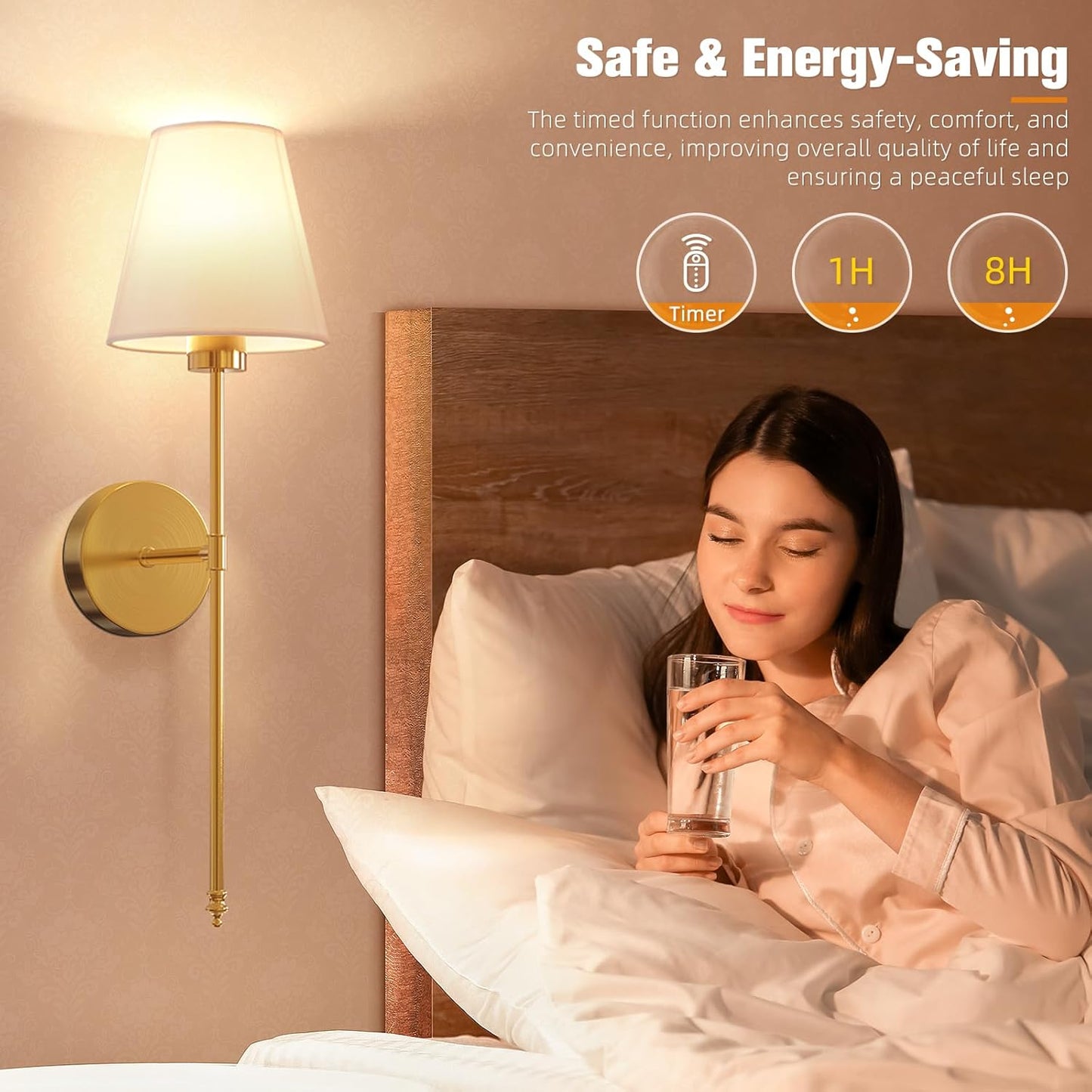 Wireless battery powered wall lamp rechargeable