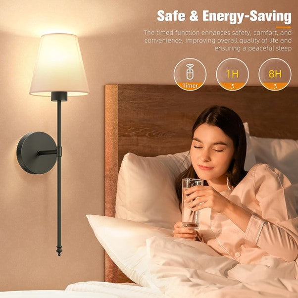 Wireless battery powered wall lamp rechargeable