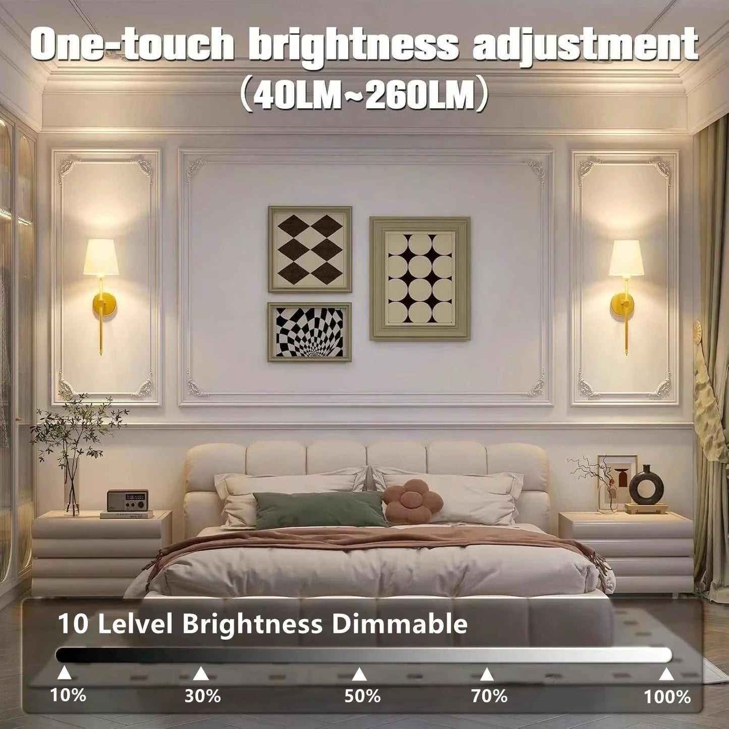 Wireless battery powered wall lamp rechargeable