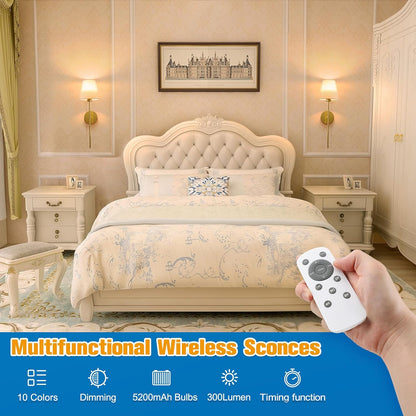 Wireless battery powered wall lamp rechargeable